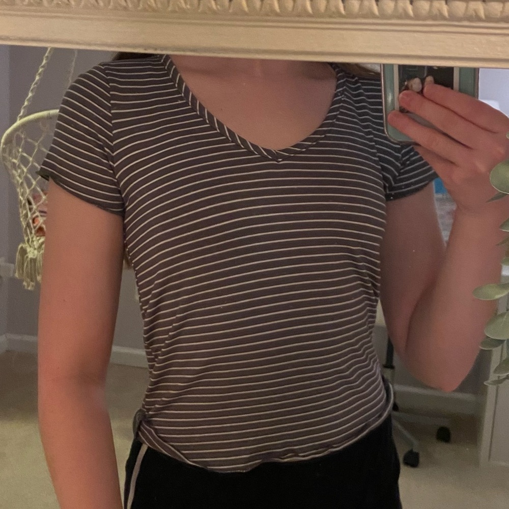 Green and White Striped Shirt